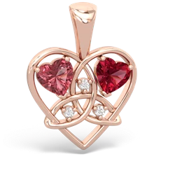 Pink Tourmaline Celtic Trinity Heart 14K Rose Gold pendant P5331
