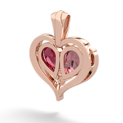 Pink Tourmaline Two Become One 14K Rose Gold pendant P5330