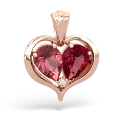 Pink Tourmaline Two Become One 14K Rose Gold pendant P5330