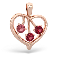 Pink Tourmaline Glowing Heart 14K Rose Gold pendant P2233