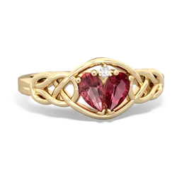 Pink Tourmaline Celtic Love Knot 14K Yellow Gold ring R5420