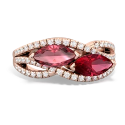 Pink Tourmaline Diamond Rivers 14K Rose Gold ring R3070