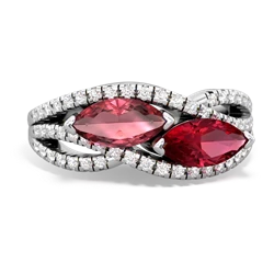 Pink Tourmaline Diamond Rivers 14K White Gold ring R3070