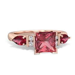 Pink Tourmaline 6Mm Princess Eternal Embrace Engagement 14K Rose Gold ring C2002