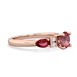 Pink Tourmaline 6Mm Round Eternal Embrace Engagement 14K Rose Gold ring R2005