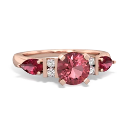 Pink Tourmaline 6Mm Round Eternal Embrace Engagement 14K Rose Gold ring R2005