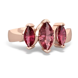 Pink Tourmaline Three Peeks 14K Rose Gold ring R2433