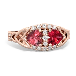 Pink Tourmaline Sparkling Celtic Knot 14K Rose Gold ring R2645