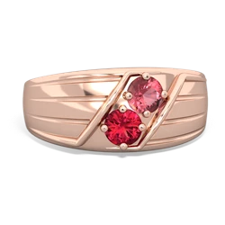 Pink Tourmaline Men's Streamline 14K Rose Gold ring R0460