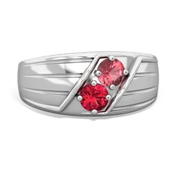 Pink Tourmaline Men's Streamline 14K White Gold ring R0460