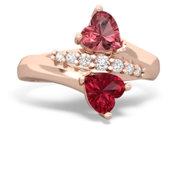 Pink Tourmaline Heart To Heart 14K Rose Gold ring R2064