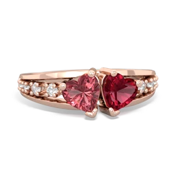 Pink Tourmaline Heart To Heart 14K Rose Gold ring R3342