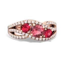 Pink Tourmaline Three Stone Aurora 14K Rose Gold ring R3080