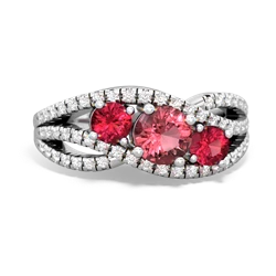 Pink Tourmaline Three Stone Aurora 14K White Gold ring R3080