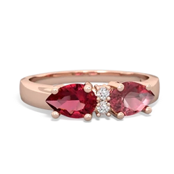 Pink Tourmaline Pear Bowtie 14K Rose Gold ring R0865