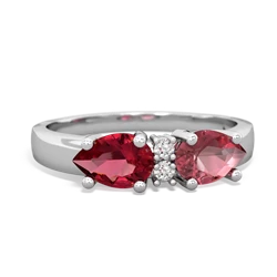 Pink Tourmaline Pear Bowtie 14K White Gold ring R0865