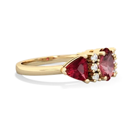 Pink Tourmaline Antique Style Three Stone 14K Yellow Gold ring R2186