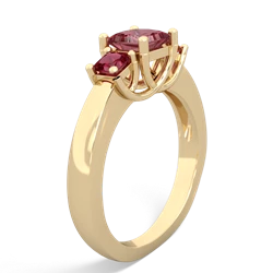 Pink Tourmaline Three Stone Trellis 14K Yellow Gold ring R4015