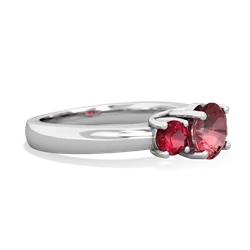 Pink Tourmaline Three Stone Round Trellis 14K White Gold ring R4018