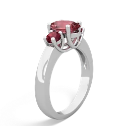 Pink Tourmaline Three Stone Oval Trellis 14K White Gold ring R4024