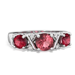 Pink Tourmaline Hugs And Kisses 14K White Gold ring R5016