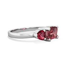 Pink Tourmaline Three Stone 14K White Gold ring R5235