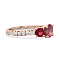 Pink Tourmaline Pave Trellis 14K Rose Gold ring R5500