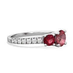 Pink Tourmaline Pave Trellis 14K White Gold ring R5500