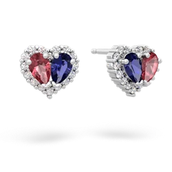 Pink Tourmaline Halo 14K White Gold earrings E7008