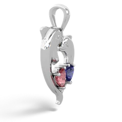 Pink Tourmaline Dolphin Heart 14K White Gold pendant P5820