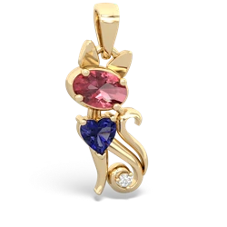 Pink Tourmaline Kitten 14K Yellow Gold pendant P5780