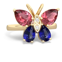 Pink Tourmaline Butterfly 14K Yellow Gold ring R2215