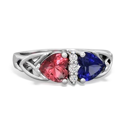 Pink Tourmaline Celtic Knot Double Heart 14K White Gold ring R5040