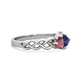 Pink Tourmaline Heart To Heart Braid 14K White Gold ring R5870