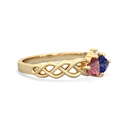 Pink Tourmaline Heart To Heart Braid 14K Yellow Gold ring R5870