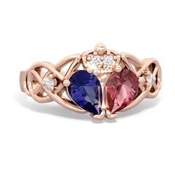 Pink Tourmaline 'One Heart' Celtic Knot Claddagh 14K Rose Gold ring R5322