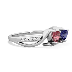 Pink Tourmaline Side By Side 14K White Gold ring R3090