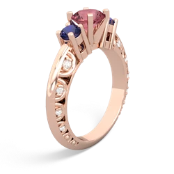 Pink Tourmaline Art Deco Eternal Embrace Engagement 14K Rose Gold ring C2003