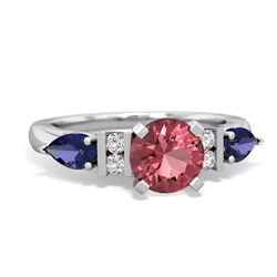 Pink Tourmaline 6Mm Round Eternal Embrace Engagement 14K White Gold ring R2005