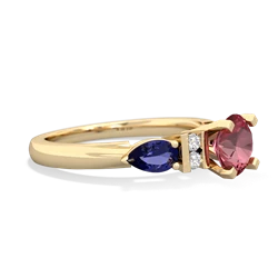 Pink Tourmaline 6Mm Round Eternal Embrace Engagement 14K Yellow Gold ring R2005