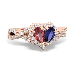 Pink Tourmaline Diamond Twist 'One Heart' 14K Rose Gold ring R2640HRT