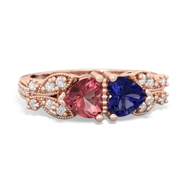 Pink Tourmaline Diamond Butterflies 14K Rose Gold ring R5601