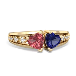 Pink Tourmaline Heart To Heart 14K Yellow Gold ring R3342