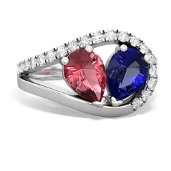 Pink Tourmaline Nestled Heart Keepsake 14K White Gold ring R5650