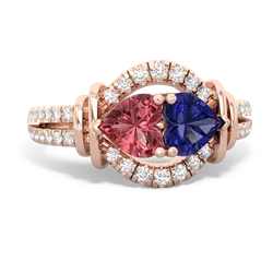 Pink Tourmaline Art-Deco Keepsake 14K Rose Gold ring R5630