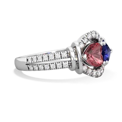 Pink Tourmaline Art-Deco Keepsake 14K White Gold ring R5630