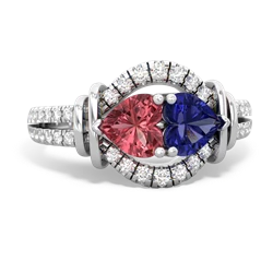 Pink Tourmaline Art-Deco Keepsake 14K White Gold ring R5630