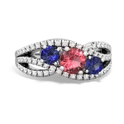 Pink Tourmaline Three Stone Aurora 14K White Gold ring R3080