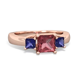 Pink Tourmaline Three Stone Trellis 14K Rose Gold ring R4015