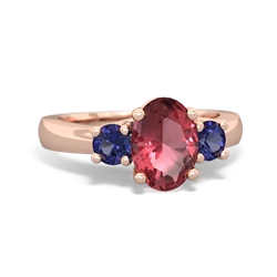 Pink Tourmaline Three Stone Oval Trellis 14K Rose Gold ring R4024